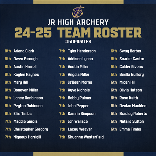 Jr High Archery Roster